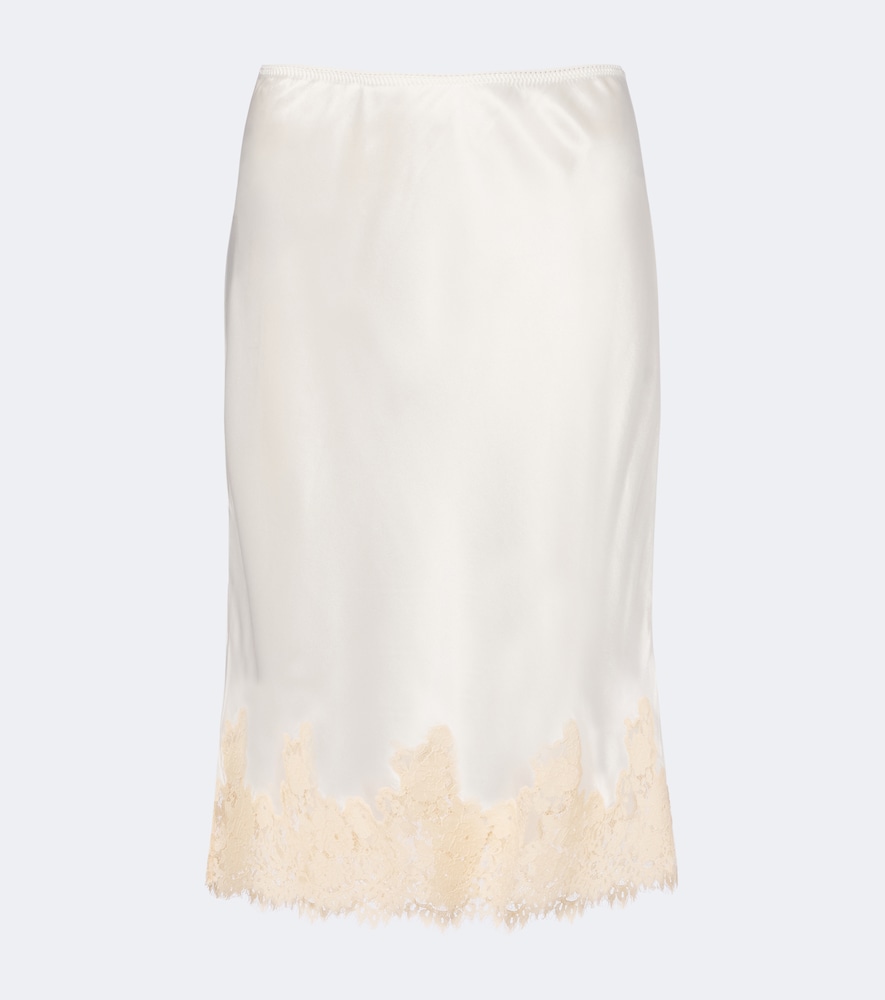 Doen Dôen Elowette Lace-trimmed Silk Satin Midi Skirt In White