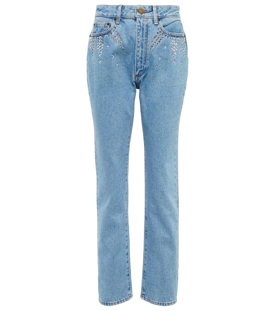 Alessandra Rich Embellished high-rise straight jeans