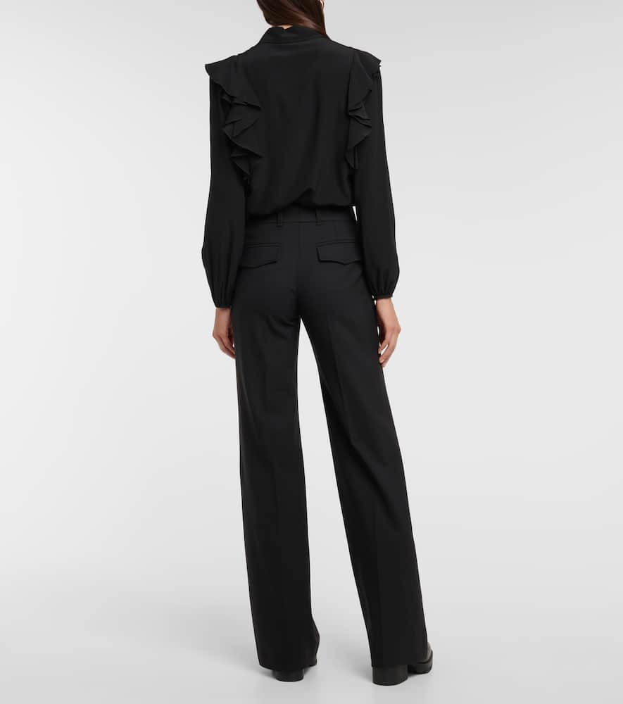 Shop Chloé High-rise Wool-blend Straight Pants In Black