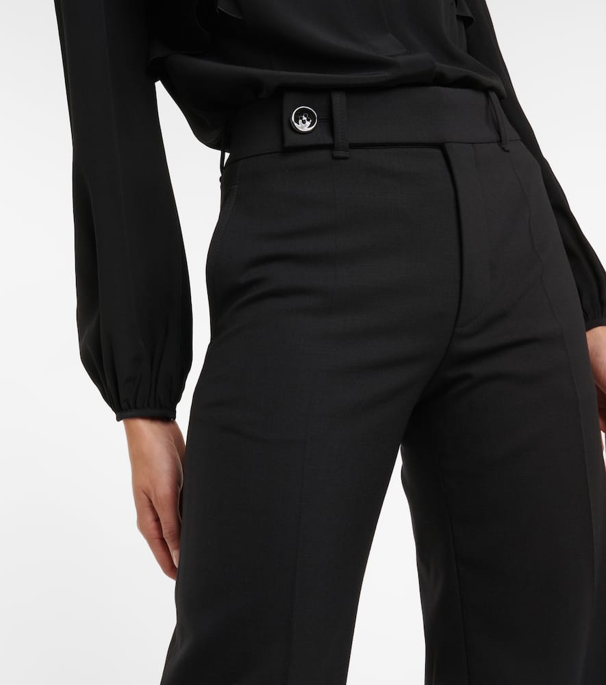 Shop Chloé High-rise Wool-blend Straight Pants In Black