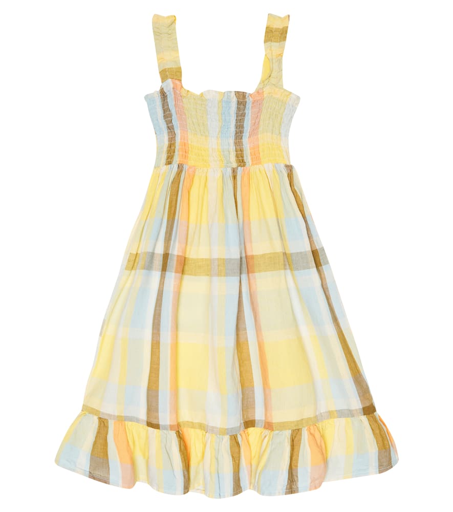 The New Society Kids' Roberta Cotton And Linen Dress In Roberta Check