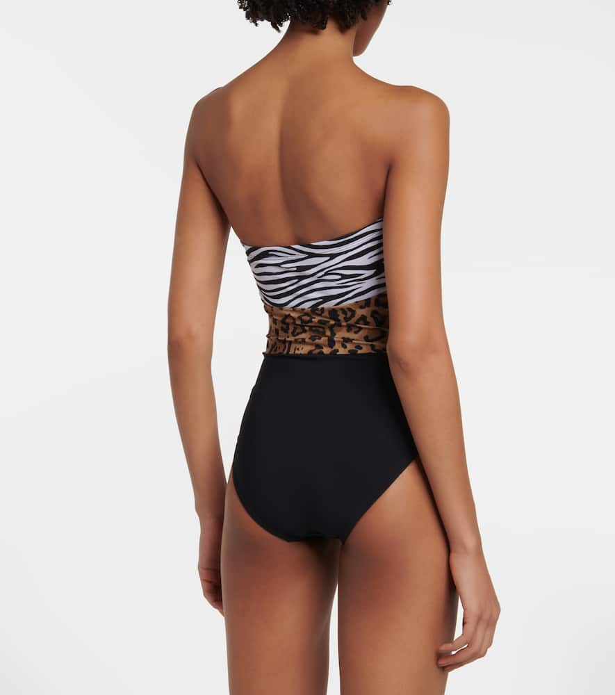 Shop Karla Colletto Printed Halterneck Swimsuit In Multi Leo