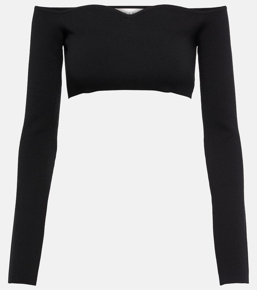 Nina Ricci Off-shoulder wool-blend crop top
