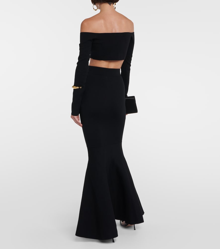  Nina Ricci Nina Ricci Off-shoulder Wool-blend Crop Top 