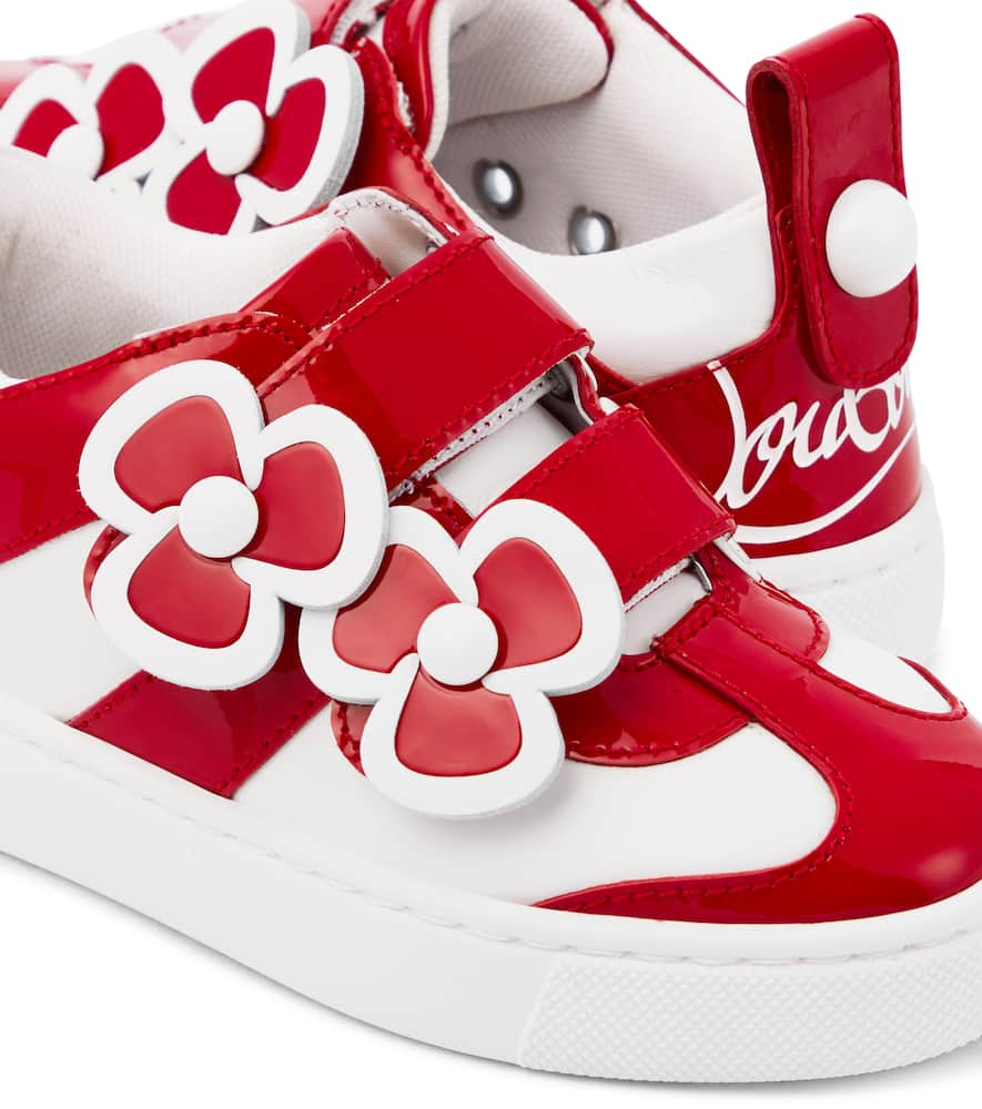Christian Louboutin Fun Pensa Floral-appliqué Leather Sneakers In White