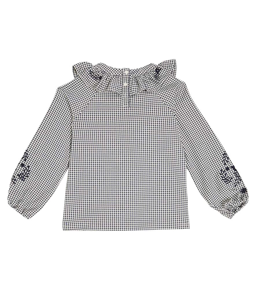 Shop Tartine Et Chocolat Embroidered Checked Blouse In Multicoloured