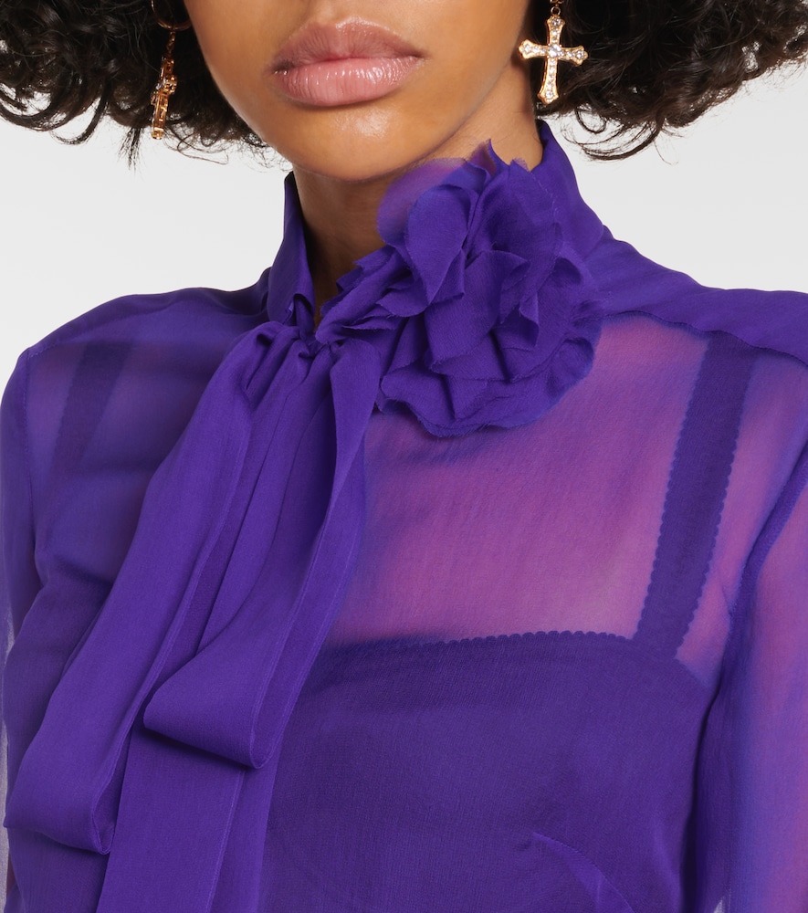  Dolce&gabbana Dolce&gabbana Tie-neck Silk Chiffon Blouse 