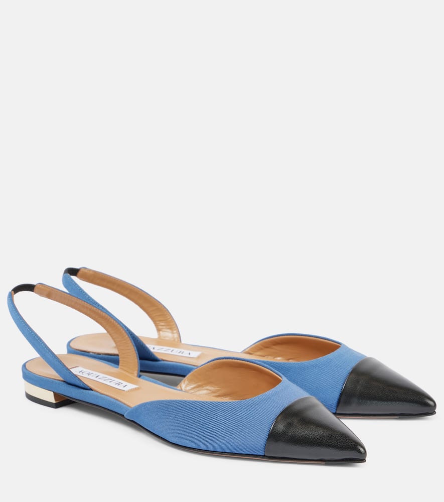 Milanese leather-trimmed slingback flats