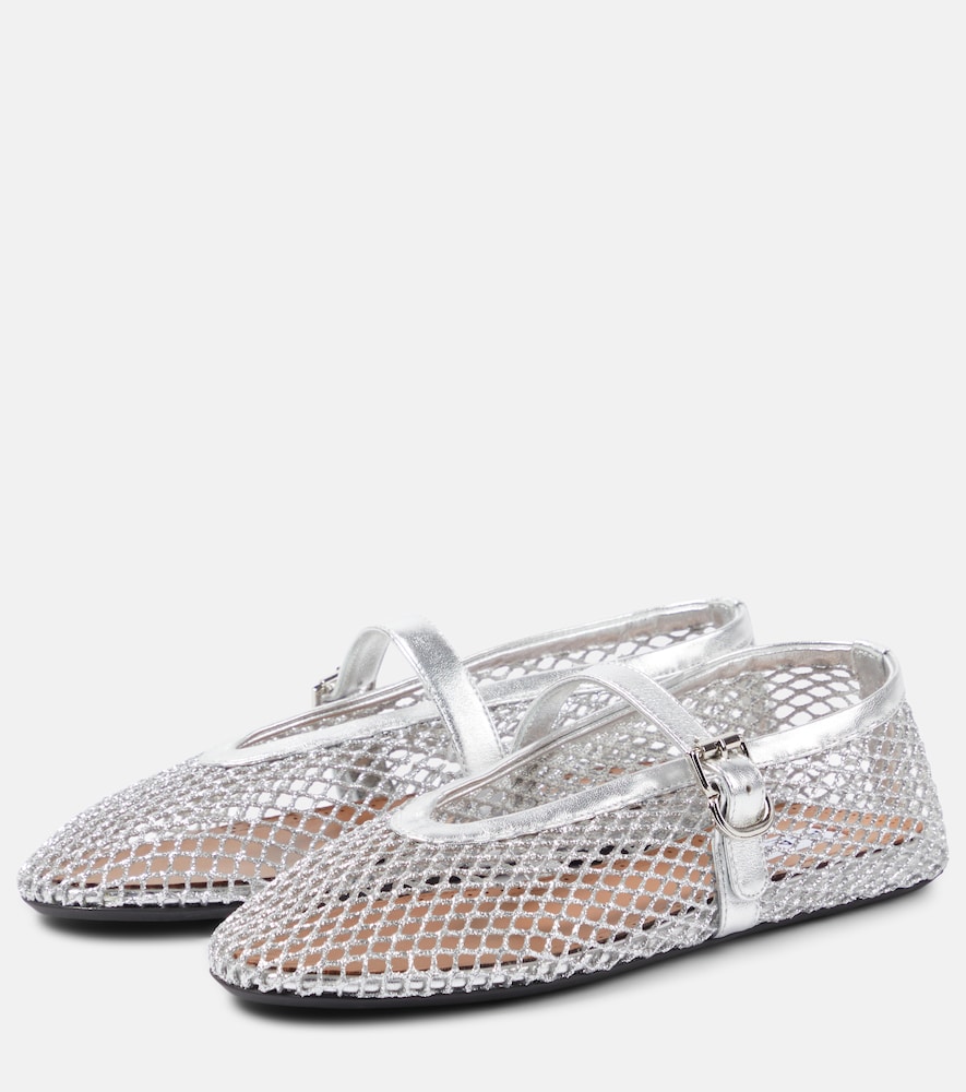  Alaia Alaã¯a Metallic Fishnet Mary Jane Flats 