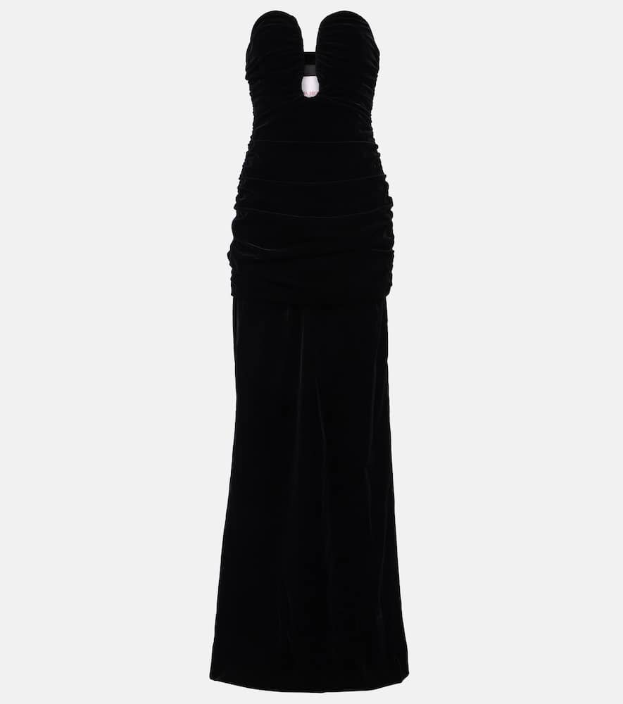 Carolina Herrera Ruched velvet bustier gown