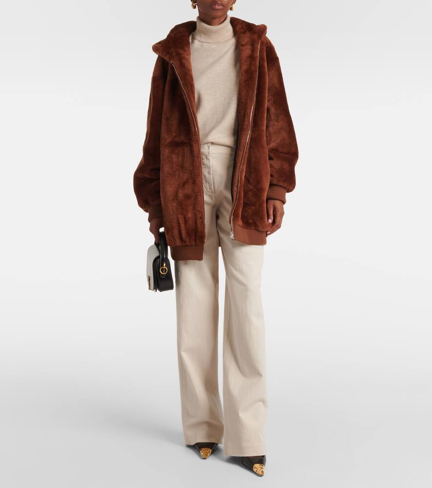 Yves Salomon Meteo Shearling Jacket In Braun