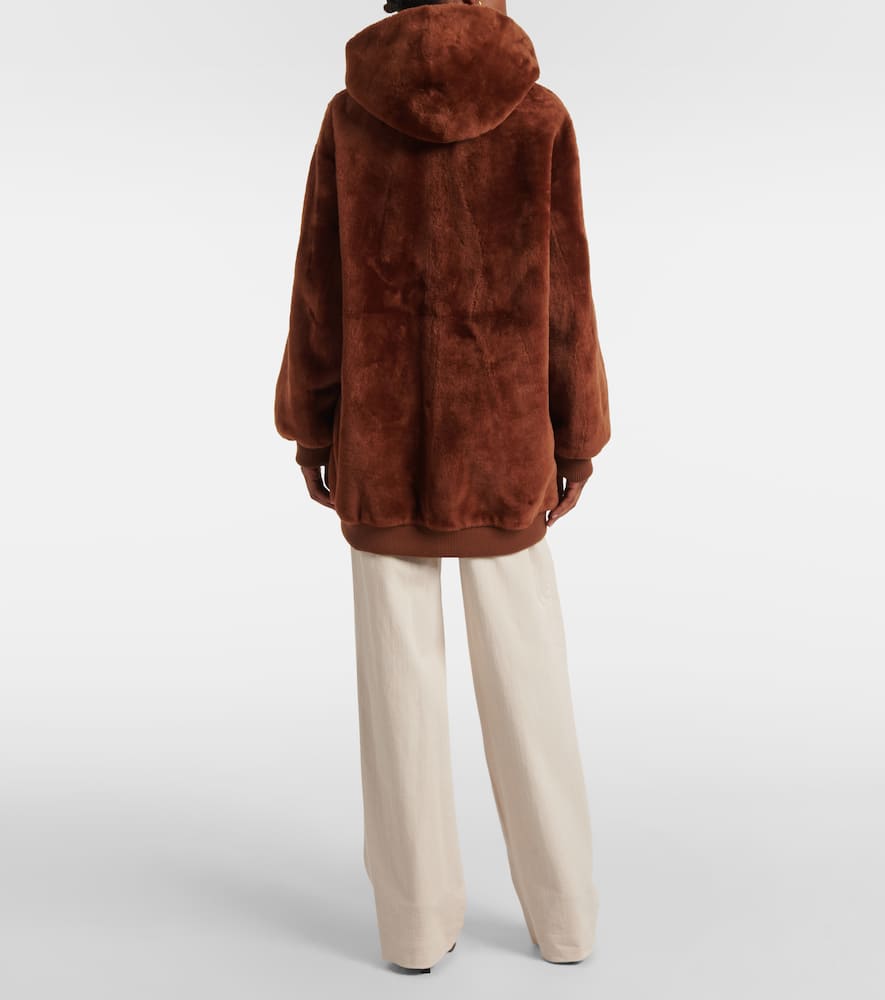 Yves Salomon Meteo Shearling Jacket In Braun