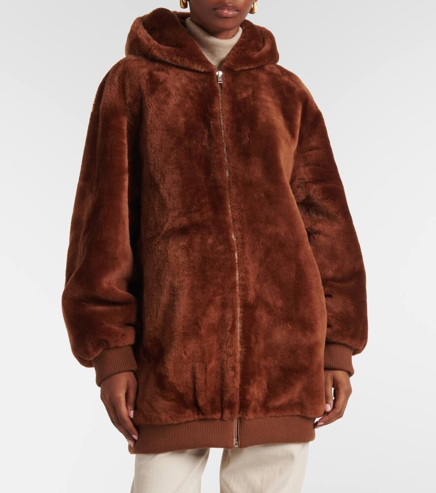 Yves Salomon Meteo Shearling Jacket In Braun