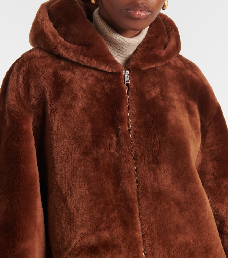 Yves Salomon Meteo Shearling Jacket In Braun