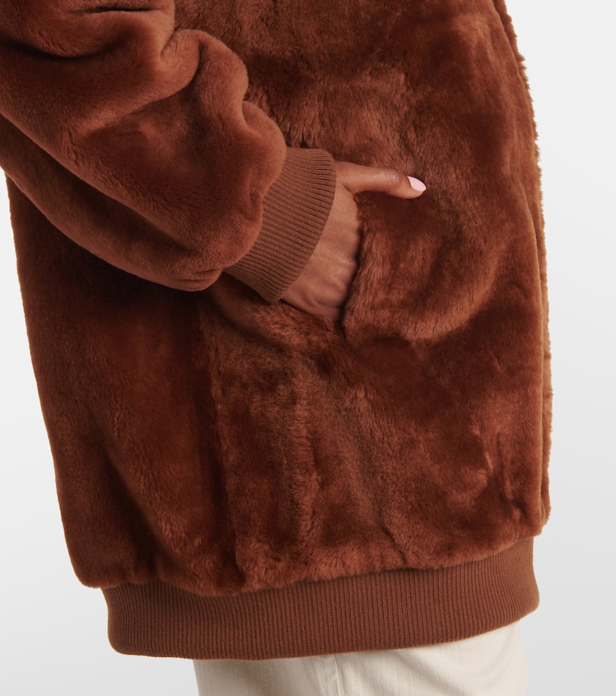 Yves Salomon Meteo Shearling Jacket In Braun