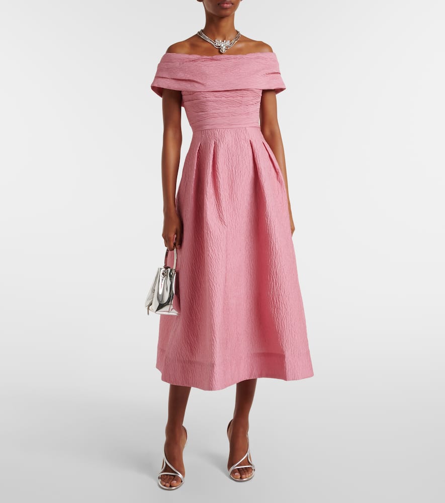 Rebecca Vallance Adalyn Off The Shoulder Midi Dress In Pink