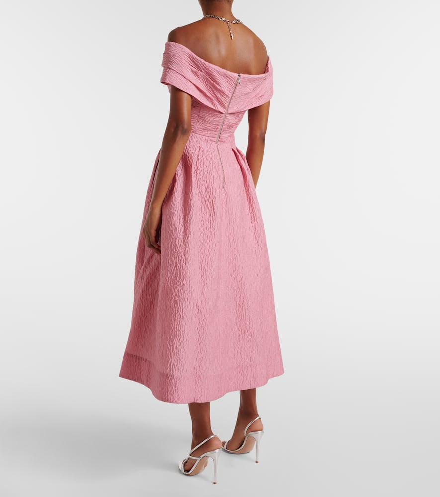 Rebecca Vallance Adalyn Off The Shoulder Midi Dress In Pink