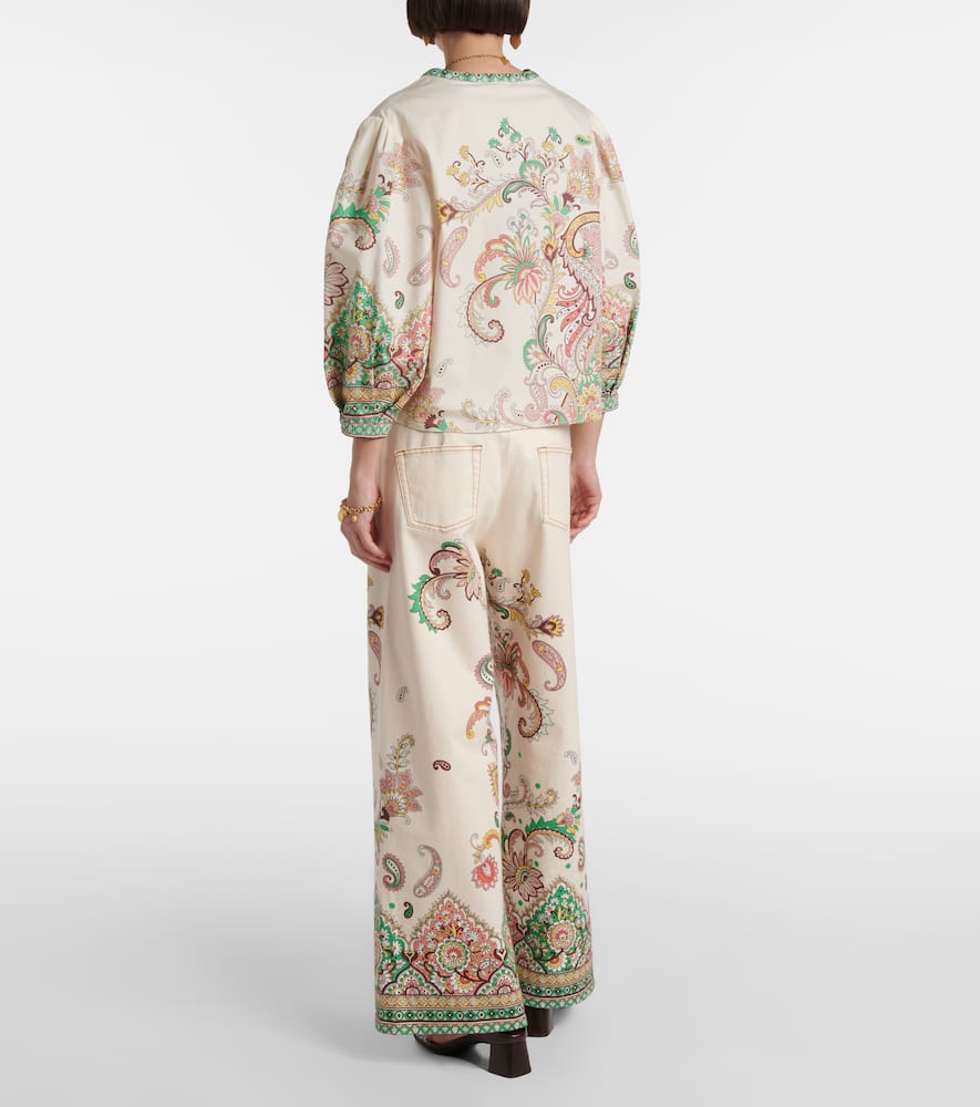 Shop Etro Printed Cotton Top In White