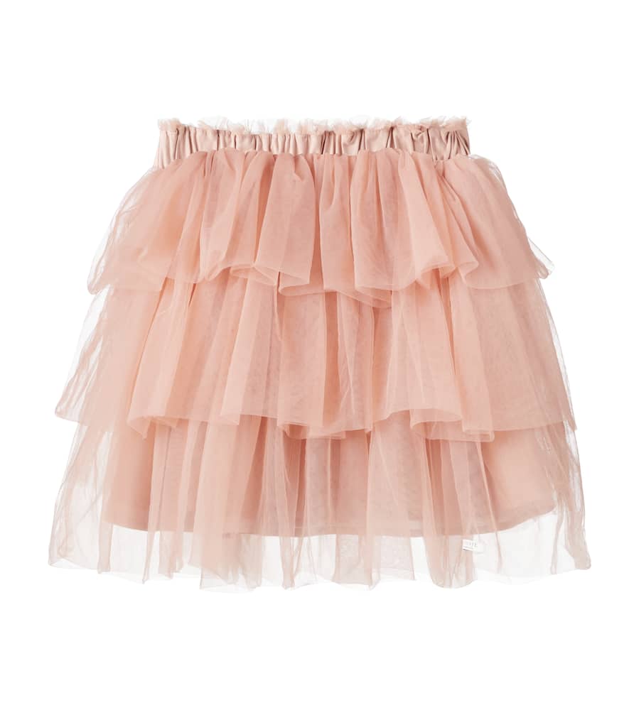 Donsje Mirre Tiered Tulle Skirt In Rose Mocha