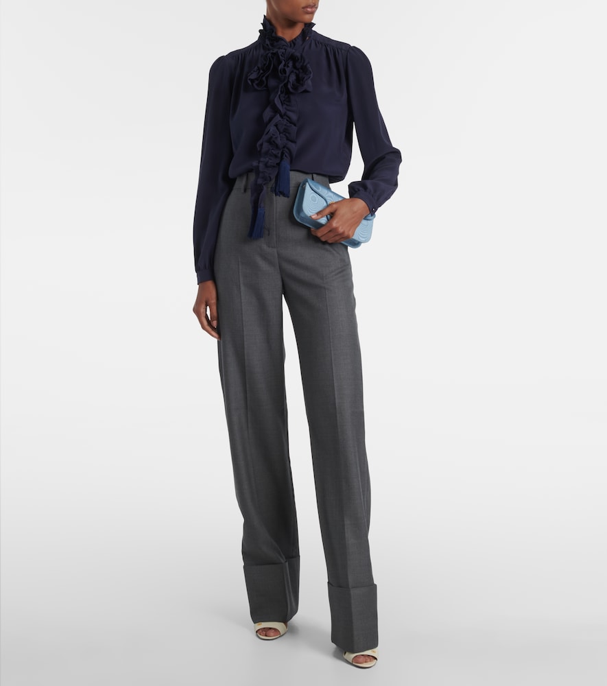 High-Rise Wool Straight Pants