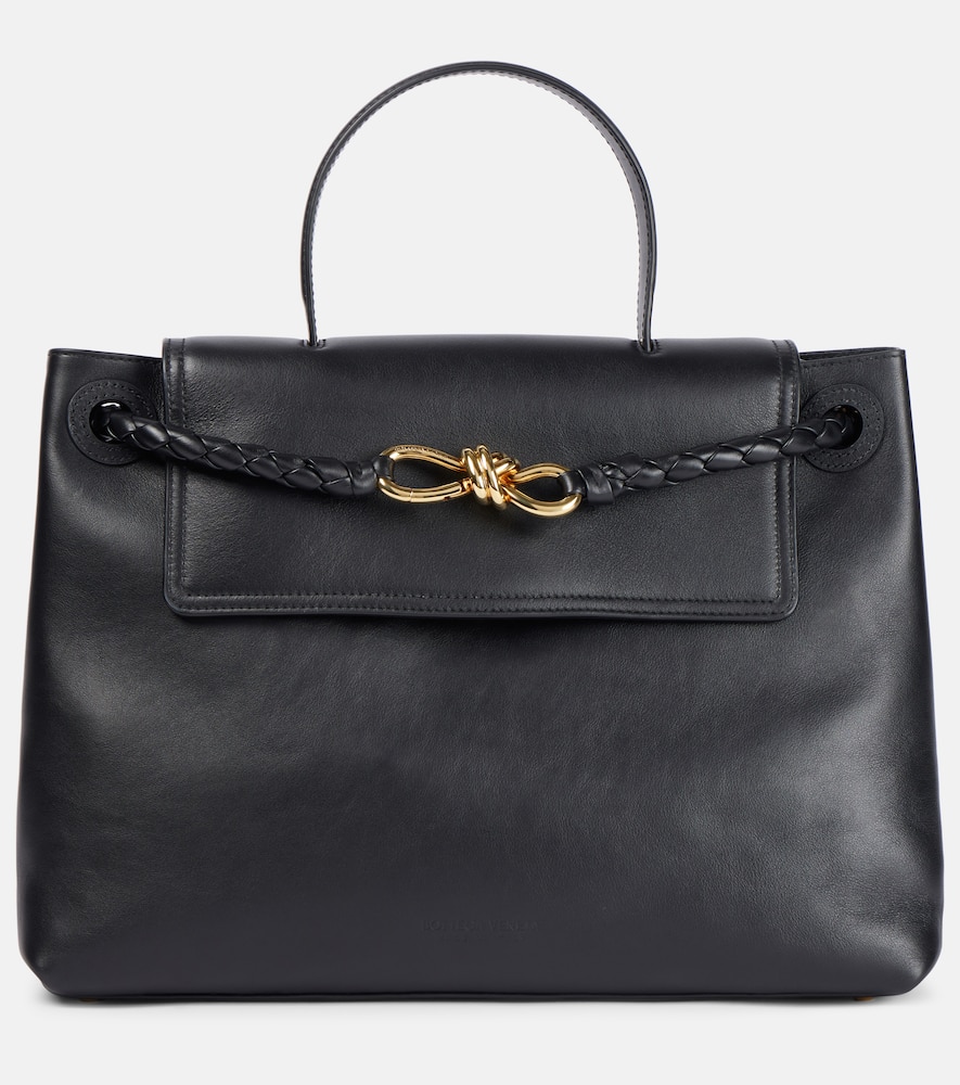 Bottega Veneta Ciao Ciao Knot Detail Leather Top Handle Bag In Black