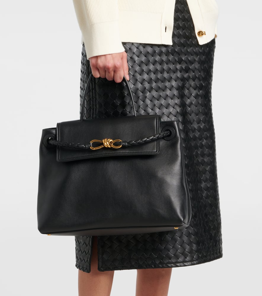 Bottega Veneta Ciao Ciao Knot Detail Leather Top Handle Bag In Black