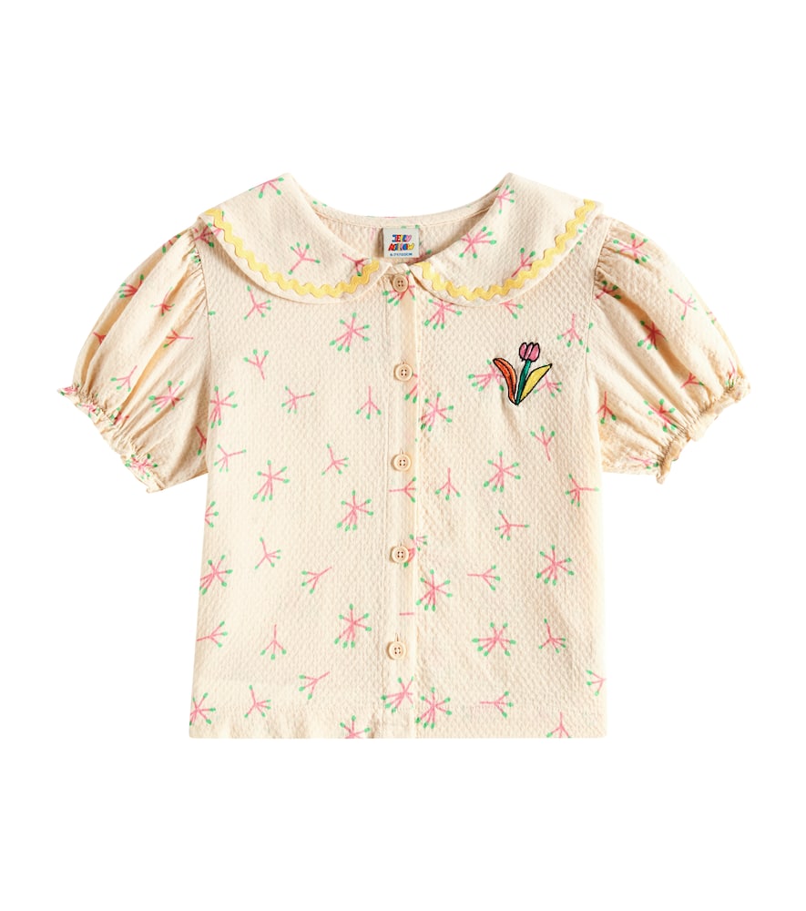 Jellymallow Floral Sailor Shirt In Beige