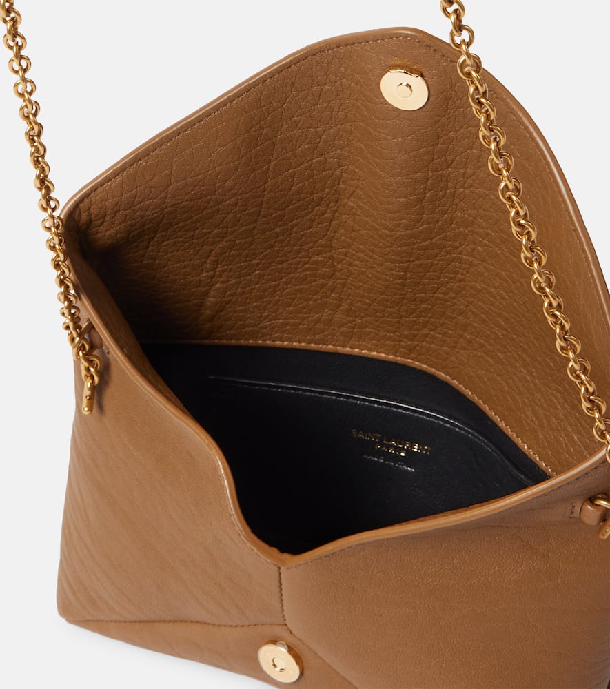 Saint Laurent Cassandre Leather Clutch In Brown