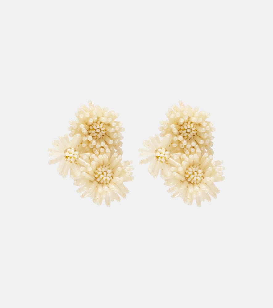 Pompom beaded clip-on earrings
