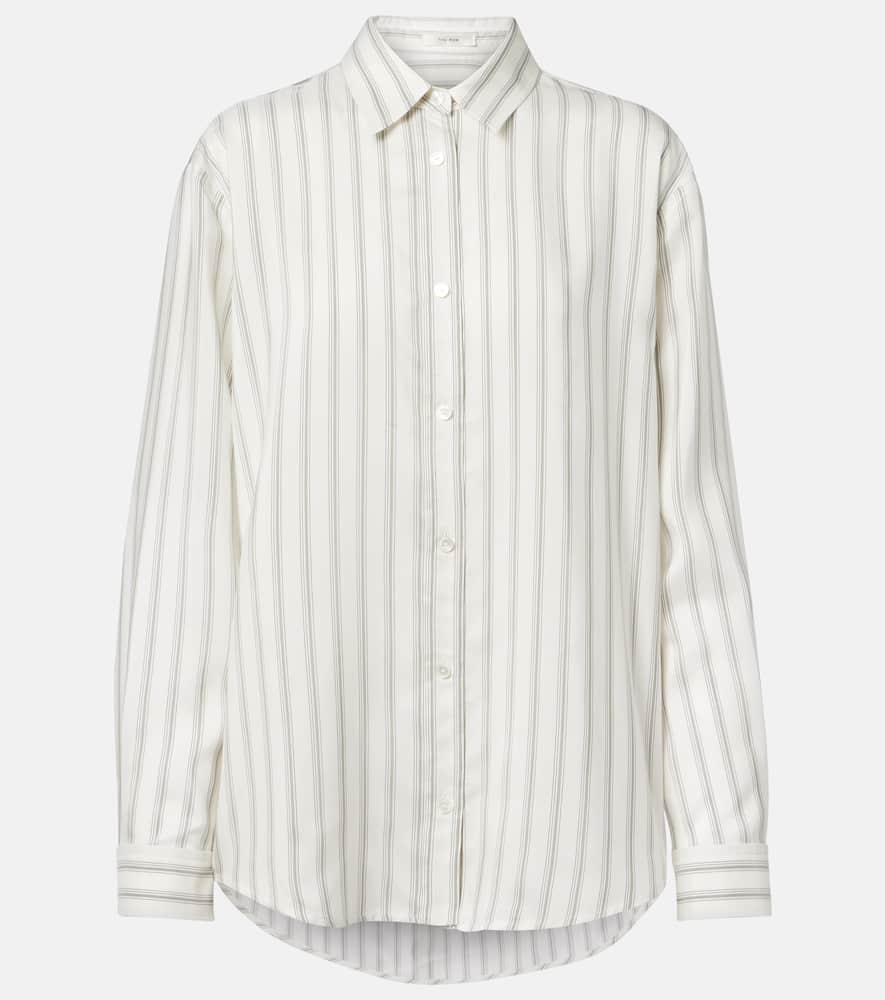 The Row Eirlys Striped Silk Poplin Shirt In White
