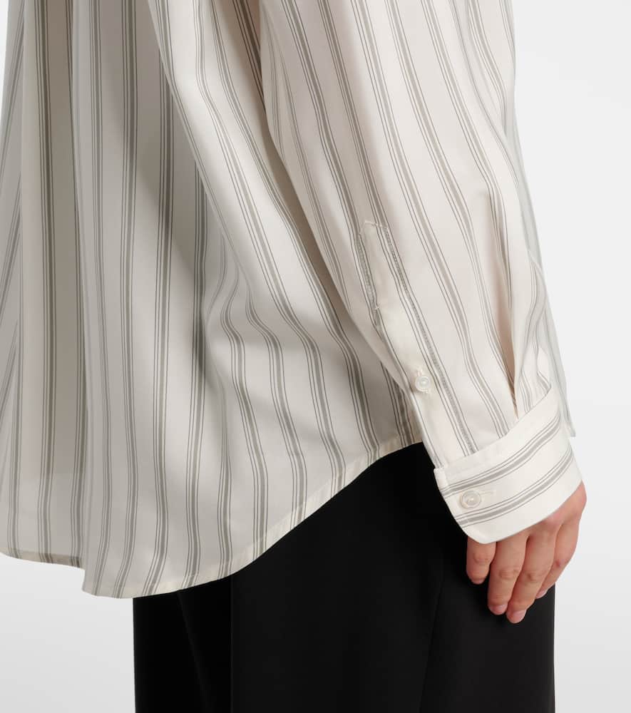 The Row Eirlys Striped Silk Poplin Shirt In White