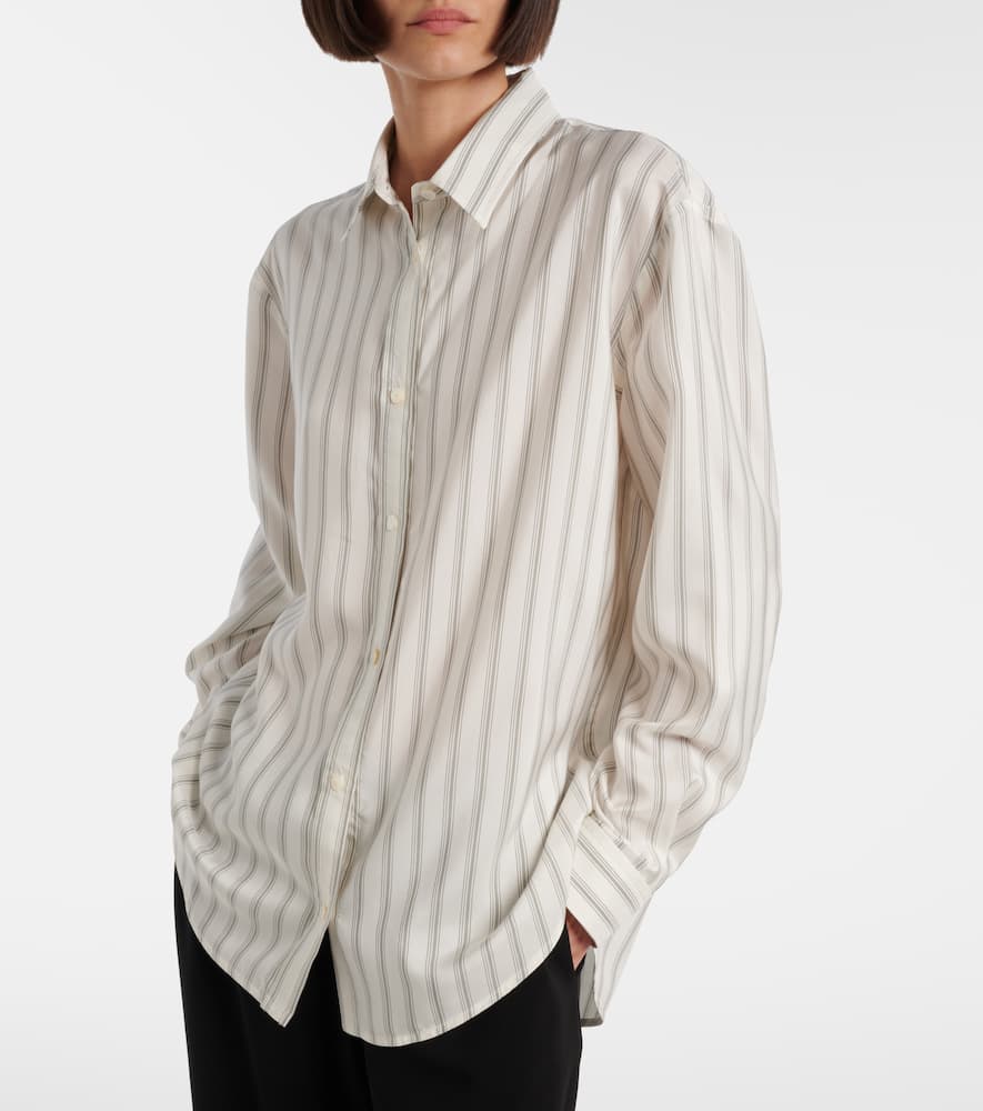 The Row Eirlys Striped Silk Poplin Shirt In White