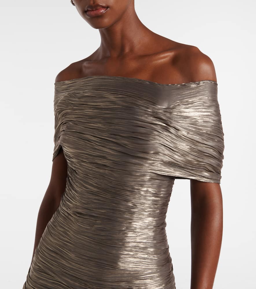 Marmar Halim Ruched Asymmetric Gown In Gold