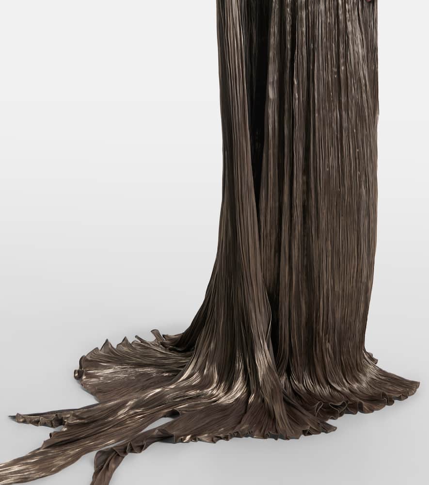 Marmar Halim Ruched Asymmetric Gown In Gold
