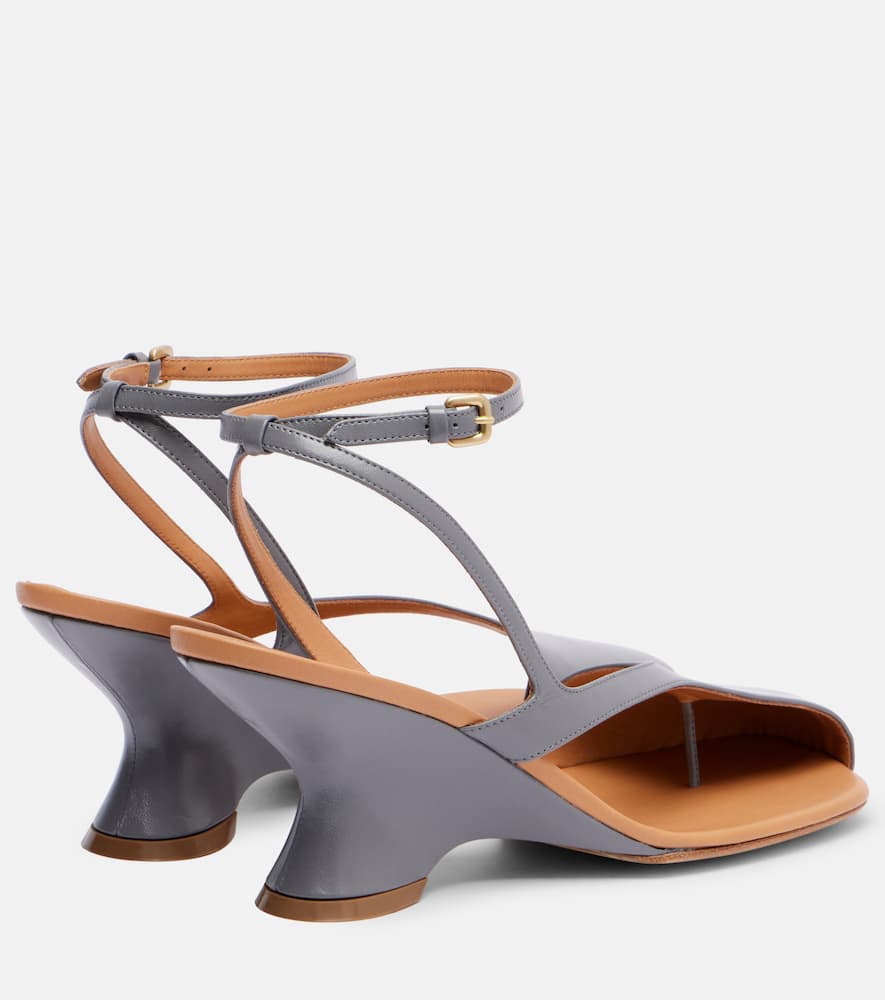 Dries Van Noten Dented Wedge Ankle Strap Sandal In Gray