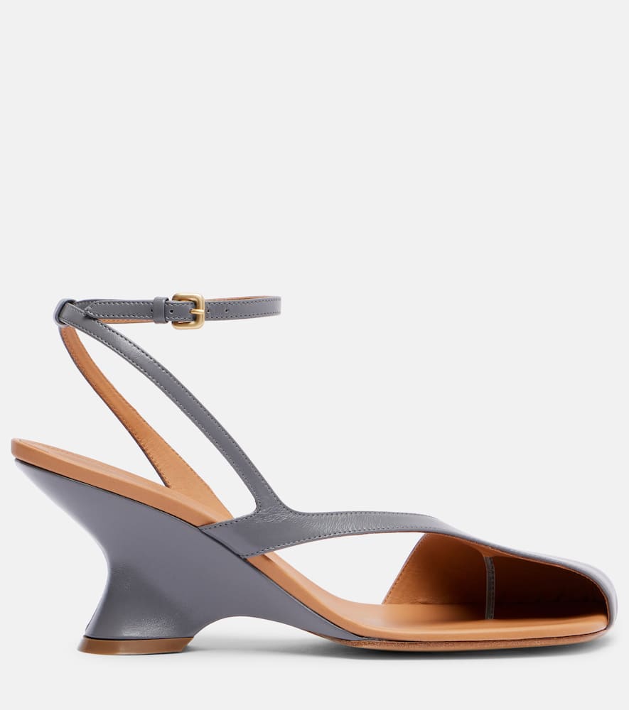 Dries Van Noten Dented Wedge Ankle Strap Sandal In Gray