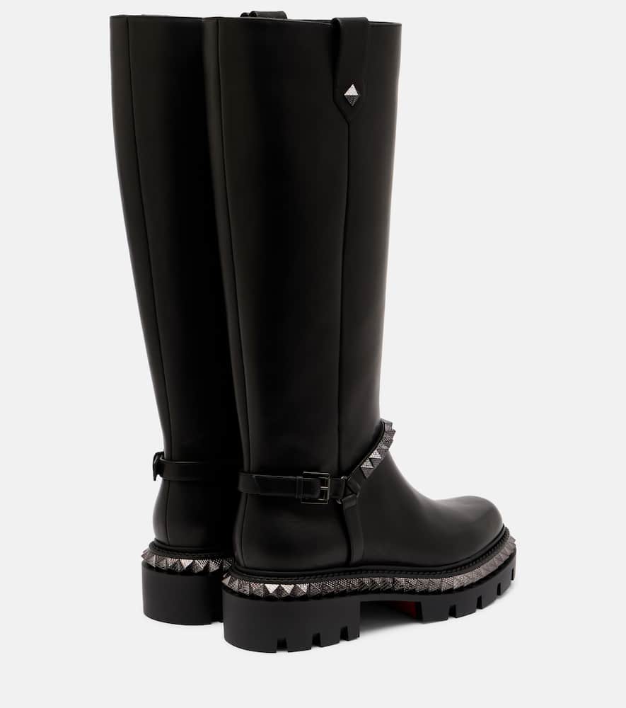 Christian Louboutin Marinetta Studded Leather Knee-high Boots In Black