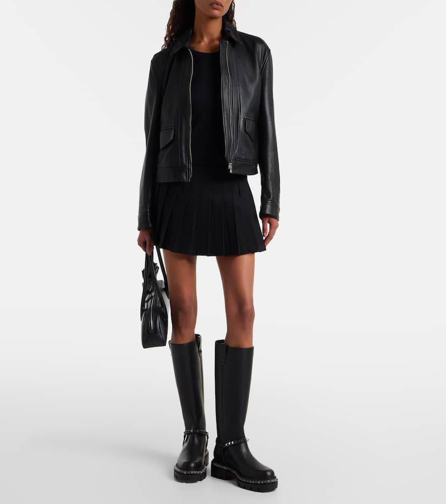 Christian Louboutin Marinetta Studded Leather Knee-high Boots In Black