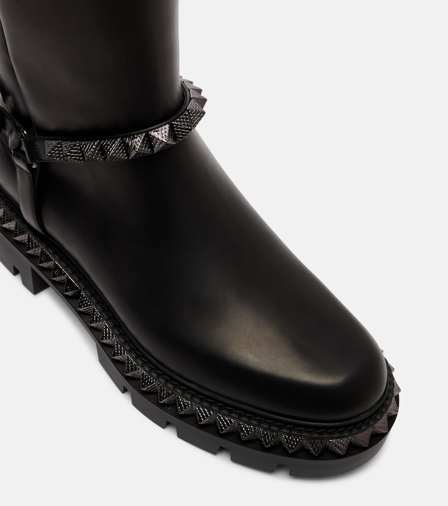 Christian Louboutin Marinetta Studded Leather Knee-high Boots In Black