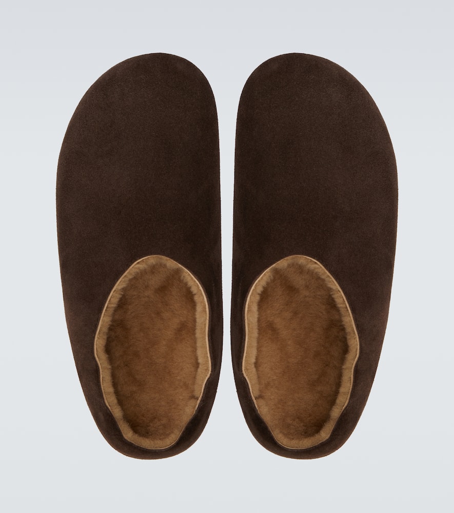 The Row Hudson Shearling-lined Suede Mules In Multi