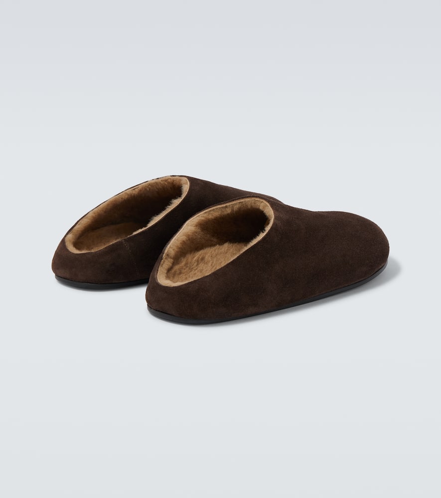 The Row Hudson Shearling-lined Suede Mules In Multi
