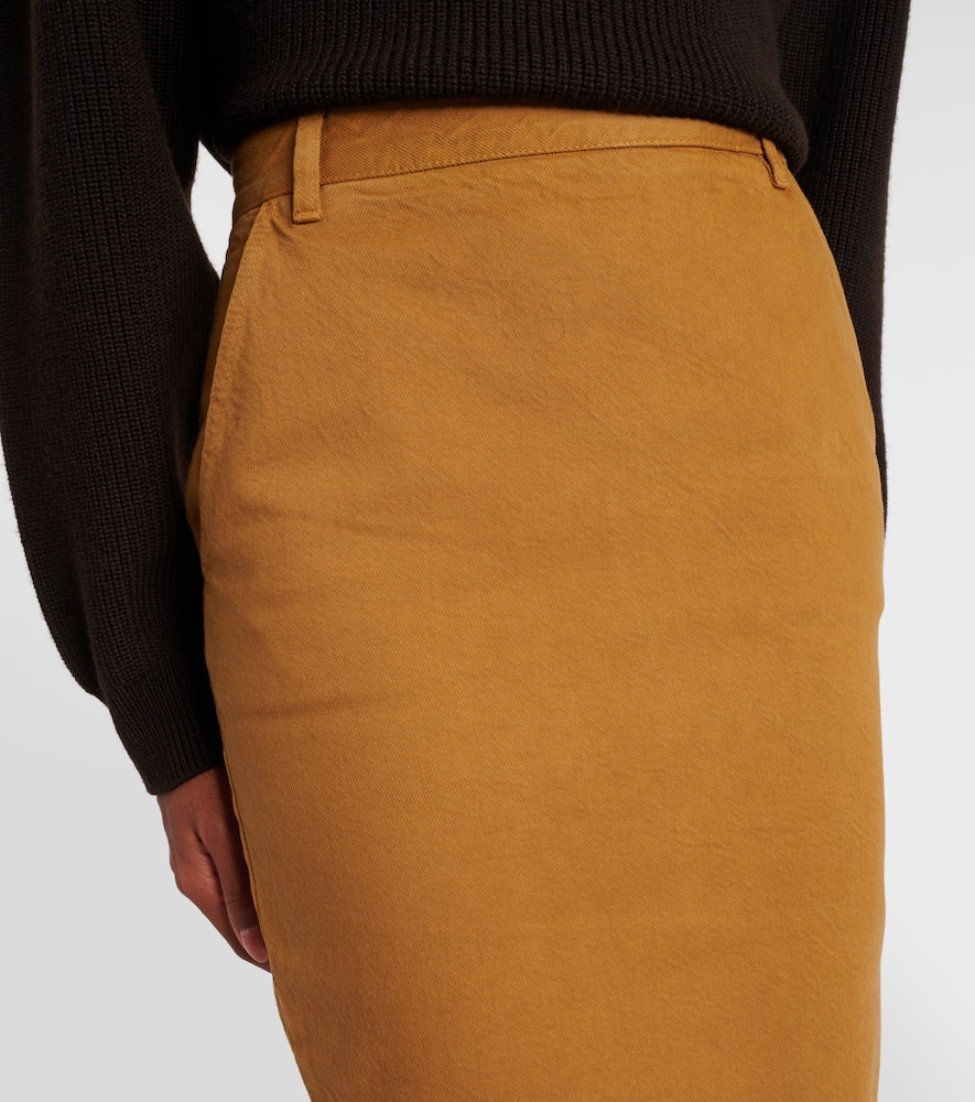 Saint Laurent Cotton Pencil Skirt In Brown