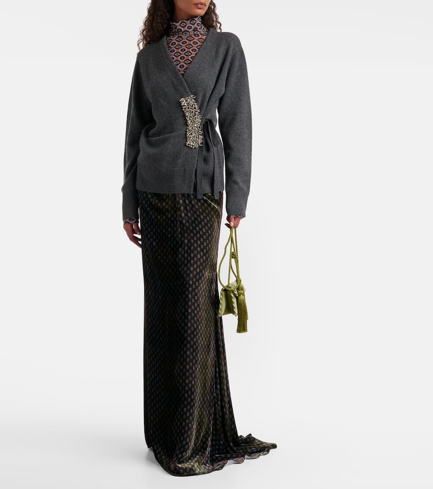 Dries Van Noten Womens Dark Grey Tiah Embellished-patch Cashmere Cardigan In Gray