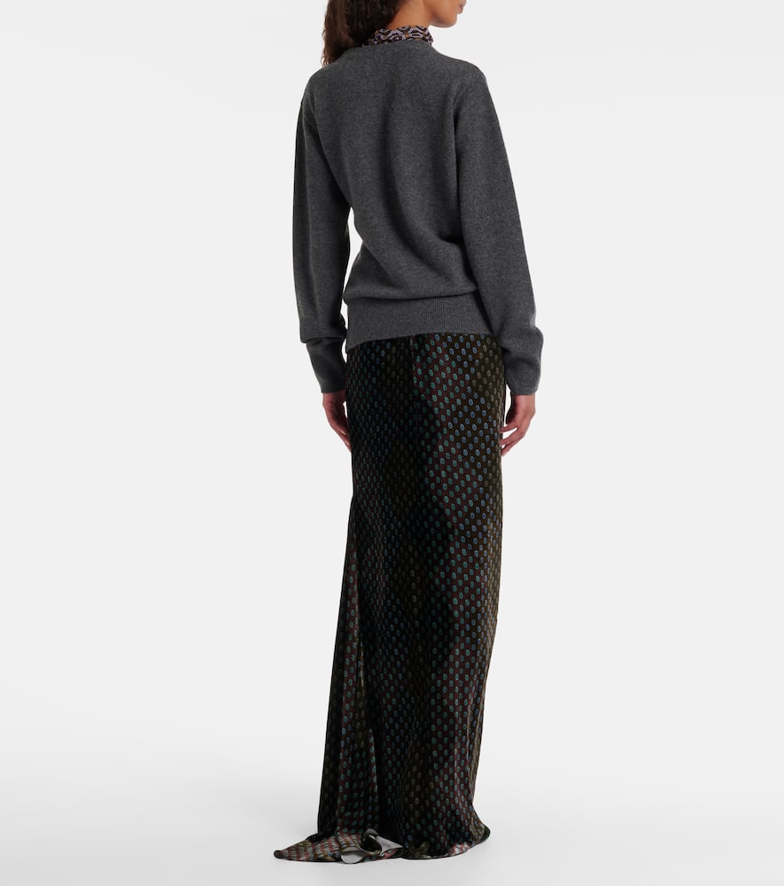 Dries Van Noten Womens Dark Grey Tiah Embellished-patch Cashmere Cardigan In Gray