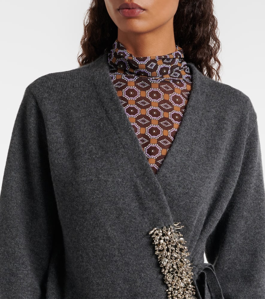 Dries Van Noten Womens Dark Grey Tiah Embellished-patch Cashmere Cardigan In Gray