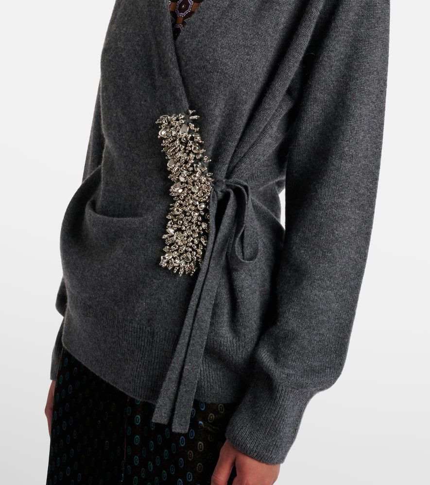 Dries Van Noten Womens Dark Grey Tiah Embellished-patch Cashmere Cardigan In Gray