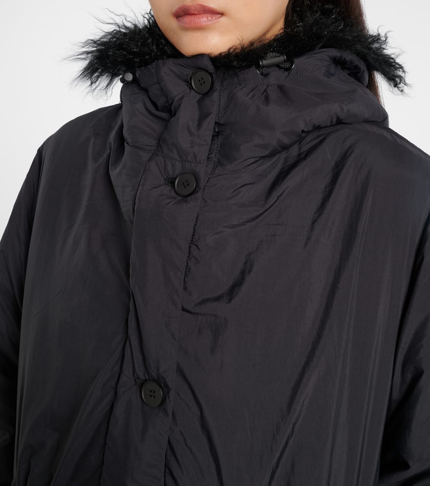 Yves Salomon Hooded Shearling-trimmed Down Coat In Black