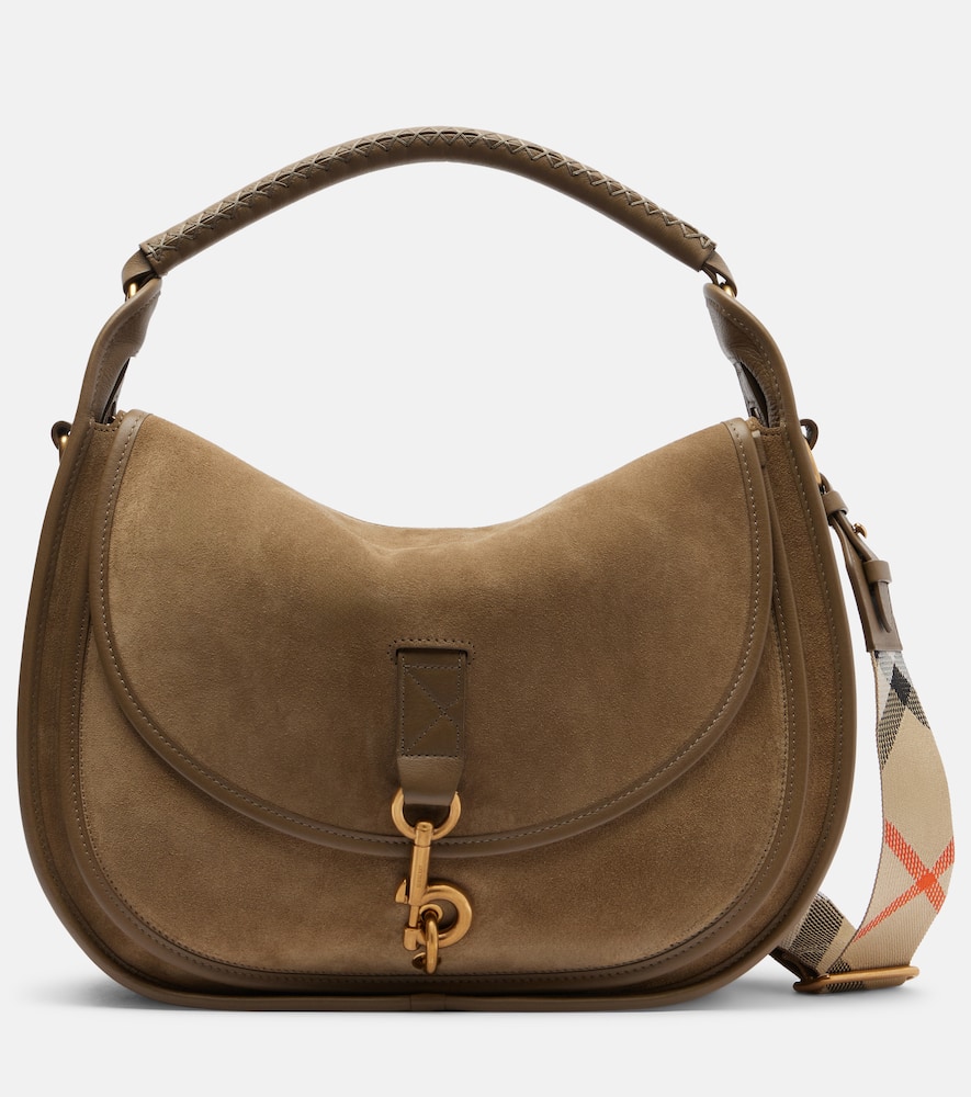 Burberry Suede Shoulder Bag In Sand