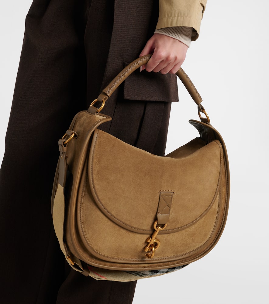 Burberry Suede Shoulder Bag In Sand