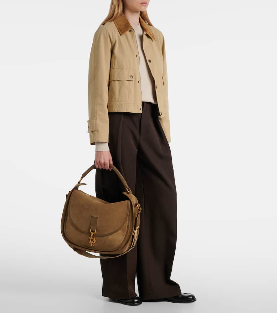 Burberry Suede Shoulder Bag In Sand